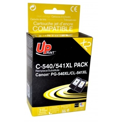 Embalagem preta e amarela de cartucho de tinta compatível UPrint C-540/541XL PACK para impressora