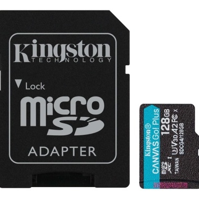 Adaptador microSD Kingston e cartão microSD Canvas Go! Plus 128GB