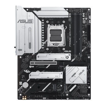 Placa-mãe ASUS PRIME Z690-P WIFI preta com elementos brancos e componentes eletrónicos