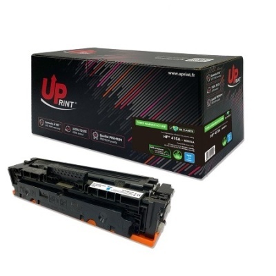 Cartucho de toner preto Up Rint HP 415A com embalagem preta e detalhes vermelhos