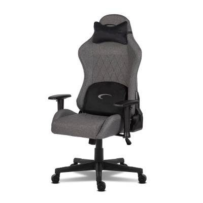 Cadeira de escritório ergonómica cinzenta com apoios pretos