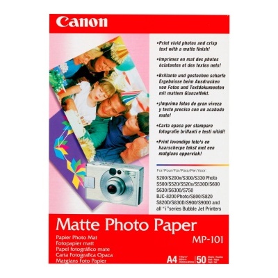 Pacote de papel fotográfico fosco Canon MP-101 A4 50 folhas