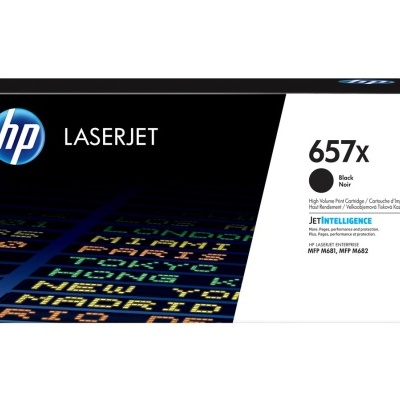 Embalagem de toner HP LaserJet 657X preto com texto JetIntelligence