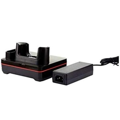 Base carregadora preta com adaptador de energia