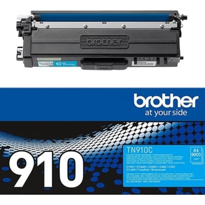 toner Brother TN910C ciano com embalagem azul e preta