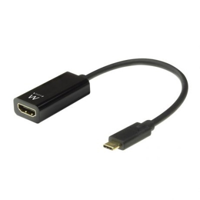 Adaptador cabo USB-C para HDMI preto.