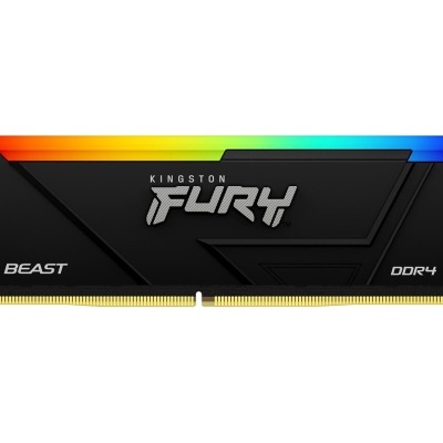 Módulo de memória RAM Kingston Fury preto com iluminação RGB e texto branco