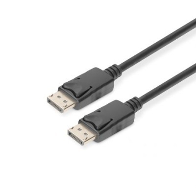 Cabo DisplayPort preto com conectores em ambas as extremidades