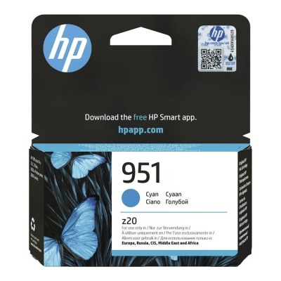 Cartucho de tinta HP 951 Cyan com embalagem preta e azul