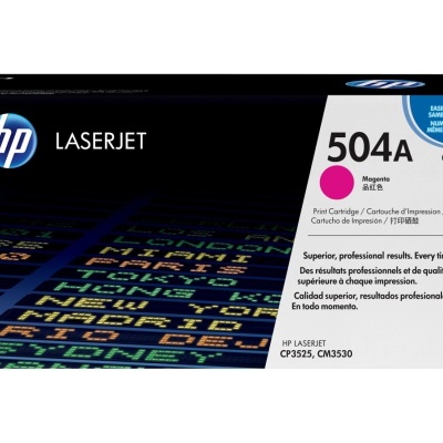 Cartucho de impressão HP LaserJet 504A Magenta CE253A com fundo colorido