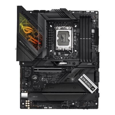 Placa-mãe ASUS ROG STRIX Z790-F GAMING WIFI preta e cinza com LED amarelo