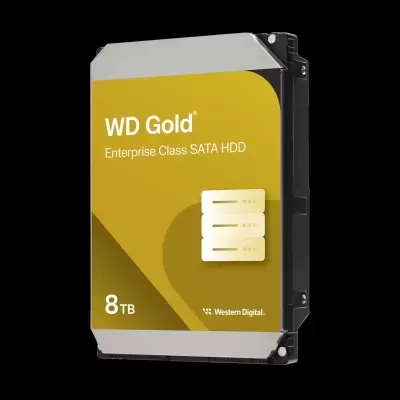 Disco rígido WD Gold 8TB preto e dourado
