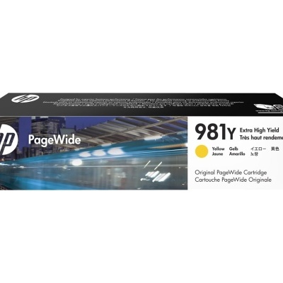 Embalagem de cartucho de tinta HP 981Y amarela PageWide