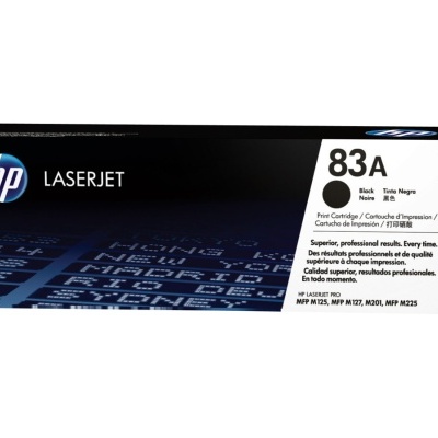Cartucho de impressão HP LaserJet 83A preto CF283A em embalagem preta e branca