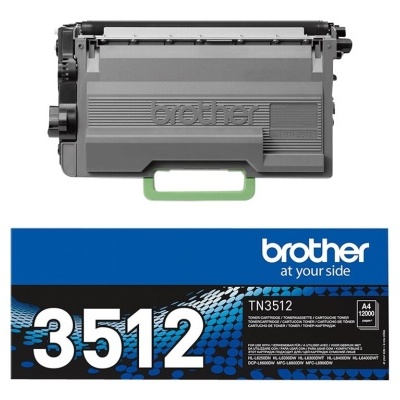 Cartucho de toner preto Brother TN3512 com embalagem azul e preta
