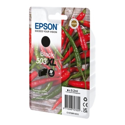 Cartucho de tinta Epson Black 503XL com fundo de pimentas