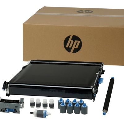 Componentes para impressora HP com caixa de papelão e logo