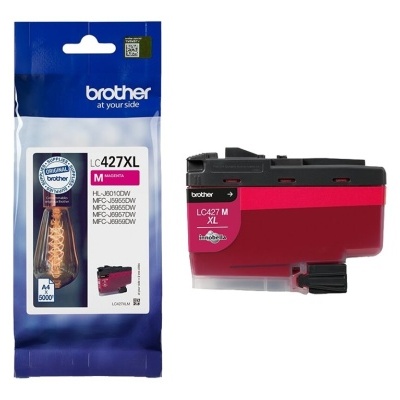Cartucho de tinta Brother LC427XL magenta com embalagem azul e branca