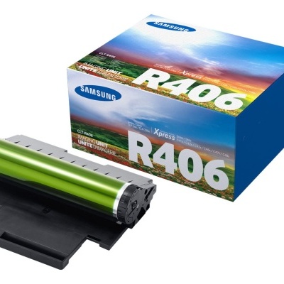 Toner Samsung Xpress R406 verde e preto com caixa azul e branca