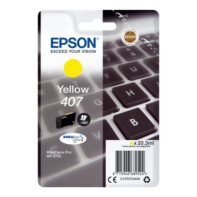 Embalagem de tinta amarela Epson 407 para impressora