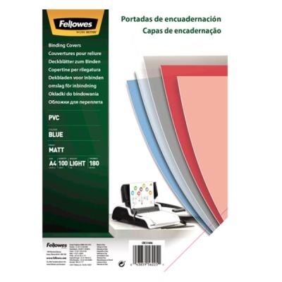 Pacote de capas de encadernação Fellowes em PVC azul fosco, tamanho A4