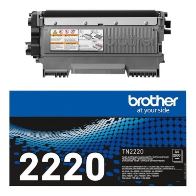 Cartucho de toner Brother TN2220 preto com caixa azul e preta