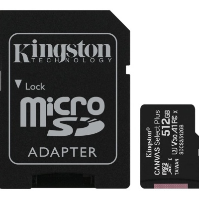 Cartão microSD Kingston 512GB com adaptador preto
