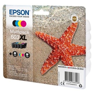Pacote multipack tinteiros Epson 603 XL com imagem de estrela do mar vermelha