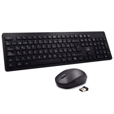 Conjunto teclado e rato sem fios pretos com receptor USB