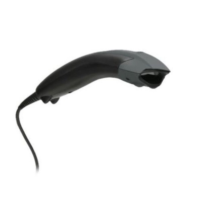 Leitor de código de barras manual preto com cabo