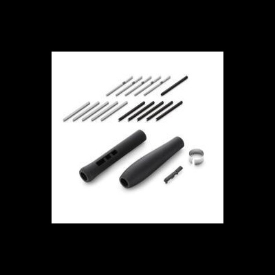 Conjunto de peças e acessórios pretos em fundo branco