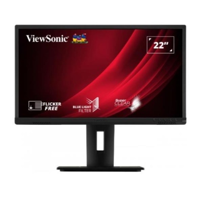 Monitor ViewSonic preto com ecrã de 22 polegadas e suporte retangular