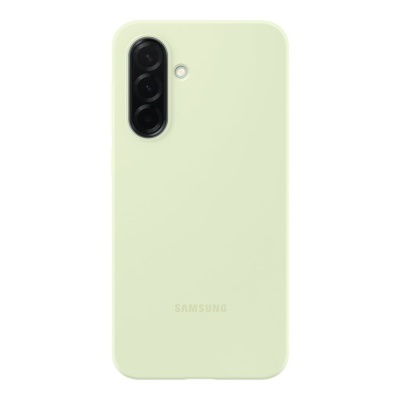 Smartphone Samsung verde claro com três câmaras traseiras alinhadas verticalmente
