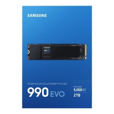 SSD Samsung 990 EVO M.2 NVMe 2TB na embalagem azul