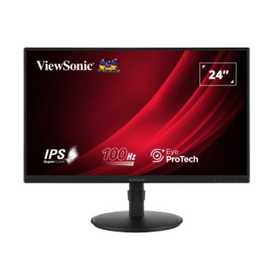 Monitor ViewSonic 24 polegadas com ecrã IPS preto e base redonda