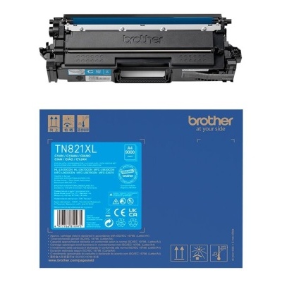 Cartucho de toner Brother TN821XL com embalagem azul