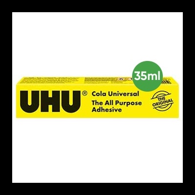 Embalagem amarela de cola universal UHU 35ml