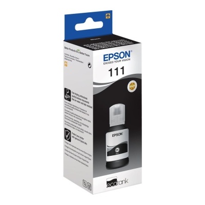 Embalagem de cartucho de tinta Epson 111 com frasco preto e logo EcoTank