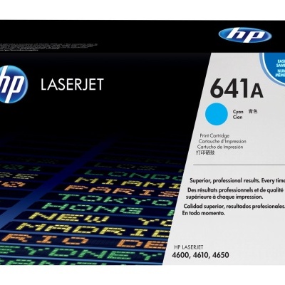 Embalagem de cartucho de impressão HP LaserJet 641A ciano