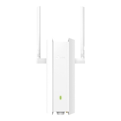Extensor Wi-Fi branco com duas antenas externas e indicador LED verde