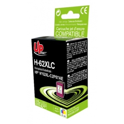 Embalagem de cartucho de tinta compatível UP PRINT H-62XLC preta e verde