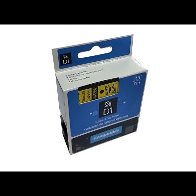 Caixa de etiqueta compatível Dymo D1 23mm x 7m com embalagem azul e branca
