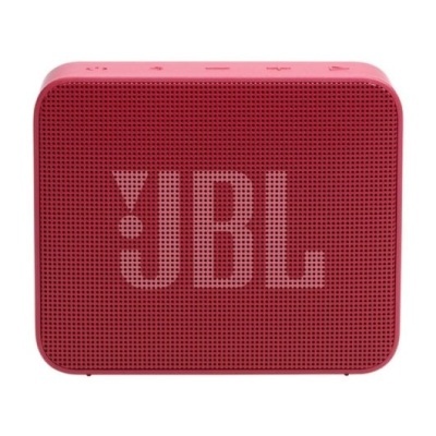 Coluna de som portátil vermelha com logótipo JBL na frente