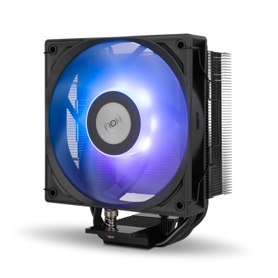 Ventoinha LED azul para computador com dissipador de calor metal prateado