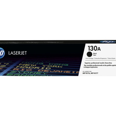 Cartucho toner HP 130A preto em embalagem preta e branca para impressora LaserJet
