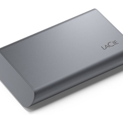 Disco externo portátil LaCie cinzento com bordas arredondadas