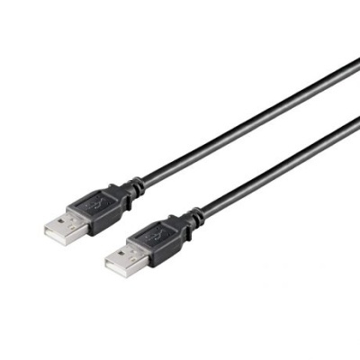 Cabo USB preto com conectores tipo A em ambas as extremidades
