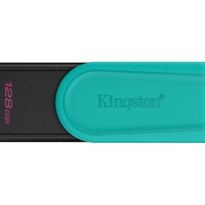 Pen USB Kingston 128GB preto e azul-turquesa