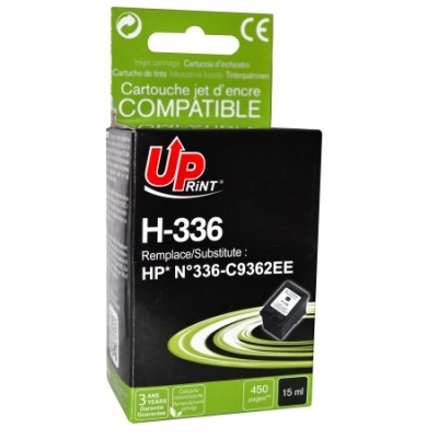 Cartucho de tinta preto UPrint H-336 compatível HP embalagem preta e verde