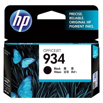 Embalagem de tinteiro HP OfficeJet 934 preto com borboletas azuis